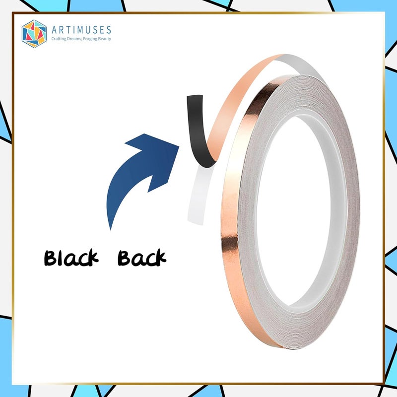 ARTIMUSES 1/4 Inch Black Backed Copper Foil Tape for Stained Glass,36 Yards (2Rolls) - Image 3